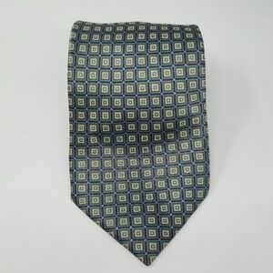 Via Europa Green/Blue Geometric 100% Silk Tie